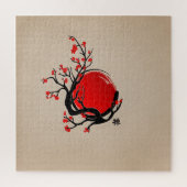 Zen Enso Circle, Sun en Red Sakura Blossom Legpuzzel (Verticaal)