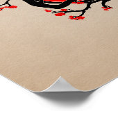 Zen Enso Circle, Sun en Red Sakura Blossom Poster (Hoek)