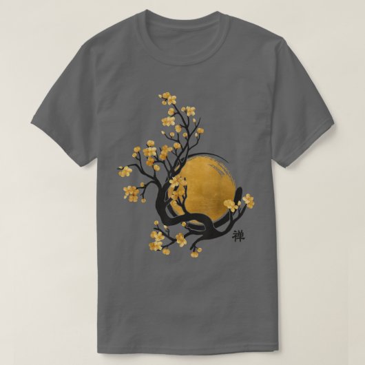 Zen Enso Circle, Sun en Sakura Blossom T-shirt (Design voorkant)