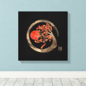 Zen Enso Cirkel en Golden Sakura Tree Canvas Afdruk (Insitu (Houten vloer))