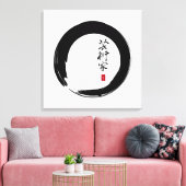Zen Enso met artistieke kalligrafie Canvas Afdruk (Insitu (Woonkamer))