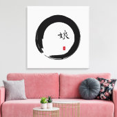 Zen Enso met dochterkalligrafie Canvas Afdruk (Insitu (Woonkamer))