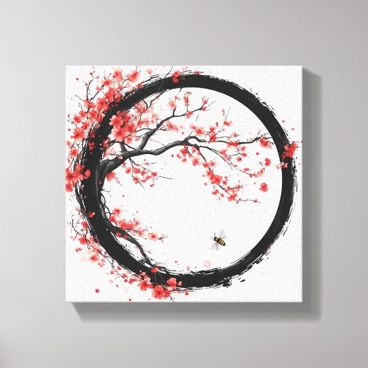 Zen Enso & Sakura - Kunst van evenwicht en rust Canvas Afdruk (Voorkant)