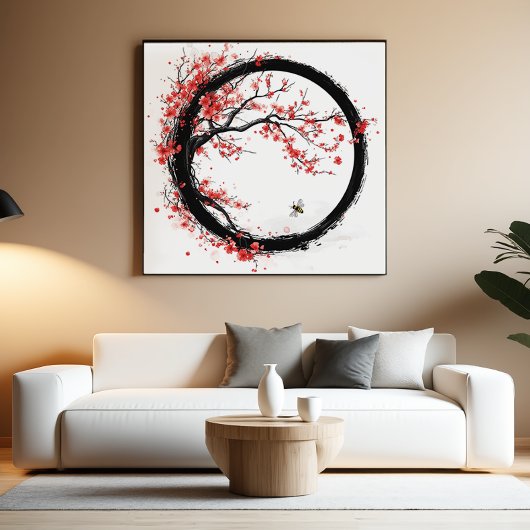 Zen Enso & Sakura - Kunst van evenwicht en rust Canvas Afdruk