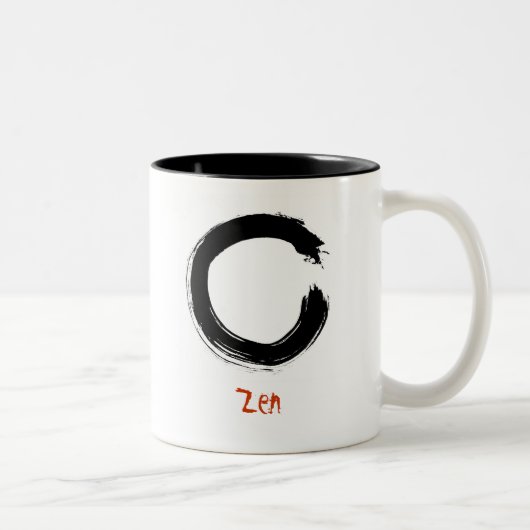 Zen Enso (Zen cirkel) penseel schilderen Tweekleurige Koffiemok (Rechts)