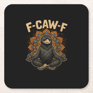 Zen F-Caw-F Kraai Yoga Raven F-Caw-F Zen Grappig M Kartonnen Onderzetters