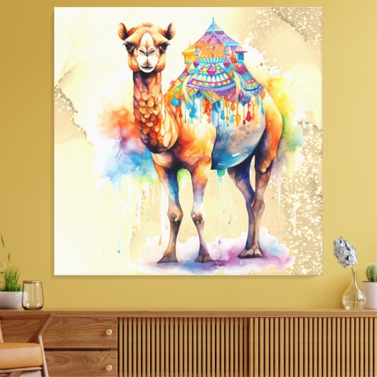 *~* Zen Fantasy CAMEL Regenboog Glitter SC5 Canvas Afdruk (Insitu (Woonkamer))