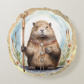 *~* Zen Fantasy Jeweled Groundhog Drip SC5 Rond Kussen