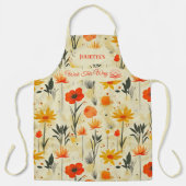 Zen Floral Abstract in rood en Sinaasappel Schort (Voorkant)