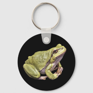Zen Frog Cute Green Meditation Treefrog Black Sleutelhanger