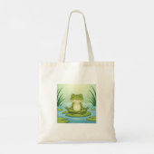 Zen Frog Meditating on Lily Pad – Peaceful Yoga Ca Tote Bag (Achterkant)