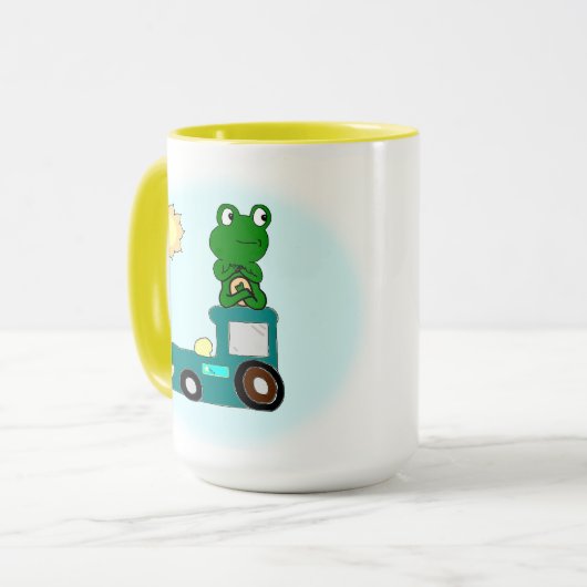 Zen Frog op een trein Mok (Voorkant links)