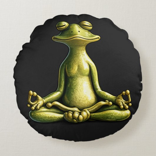 Zen Frog Rond Kussen (Voorkant)