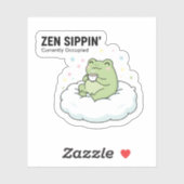 Zen Frog Tea Sticker – Chill Cute Cloud Animal (Vel)