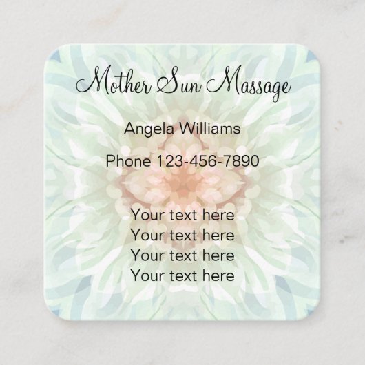 Zen Garden Massage Mandala Design Vierkante Visitekaartje (Voorkant)