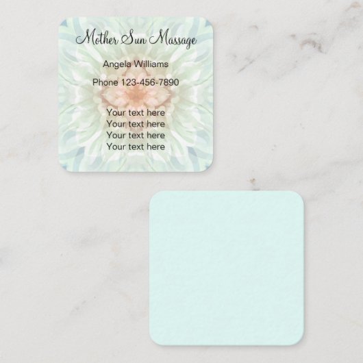 Zen Garden Massage Mandala Design Vierkante Visitekaartje (Voorkant / Achterkant)