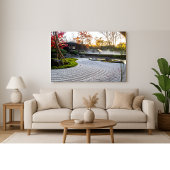 Zen Garden met gekraakt zand en Japanse esdoorns Canvas Afdruk