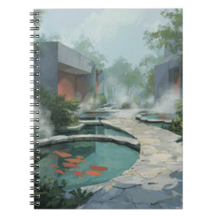 Zen Garden Spa Koi Pond Pathway Art Notitieboek