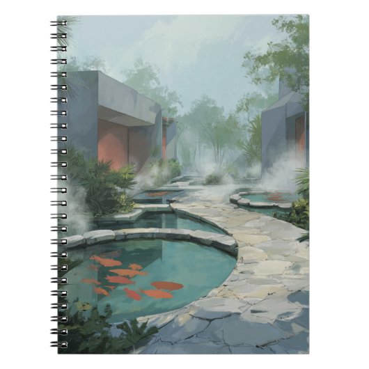 Zen Garden Spa Koi Pond Pathway Art Notitieboek (Voorkant)
