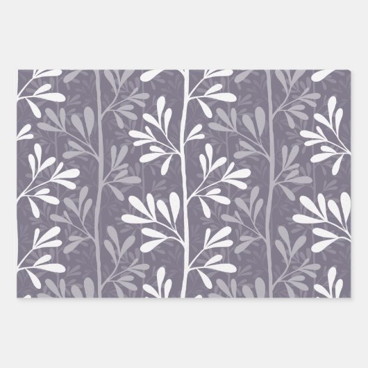 Zen Garden Stems Deep Minimal Botanical Silhouette Inpakpapier Vel (Voorkant)