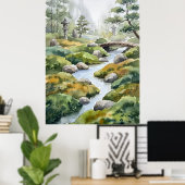 Zen Garden Stream Spirit Landschaps poster (Thuiskantoor)