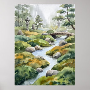 Zen Garden Stream Spirit Landschaps poster