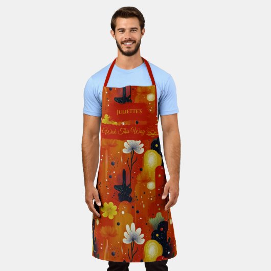 Zen-geïnspireerd bloemontwerp met Abstracte madeli Schort (Gedragen)