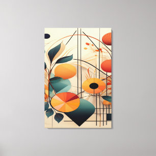Zen Geometrie: Abstracte Botanische Fusie Kunst Canvas Afdruk