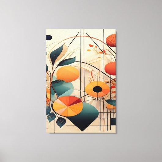 Zen Geometrie: Abstracte Botanische Fusie Kunst Canvas Afdruk (Voorkant)