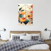 Zen Geometrie: Abstracte Botanische Fusie Kunst Canvas Afdruk (Insitu (Slaapkamer))