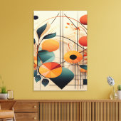 Zen Geometrie: Abstracte Botanische Fusie Kunst Canvas Afdruk (Insitu (Woonkamer))