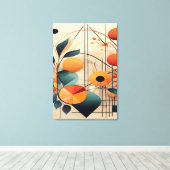 Zen Geometrie: Abstracte Botanische Fusie Kunst Canvas Afdruk (Insitu (Houten vloer))