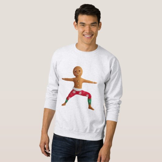 Zen Gingerbread – Yoga Warrior Cookie Christmas Te Trui (Voorkant volledig)