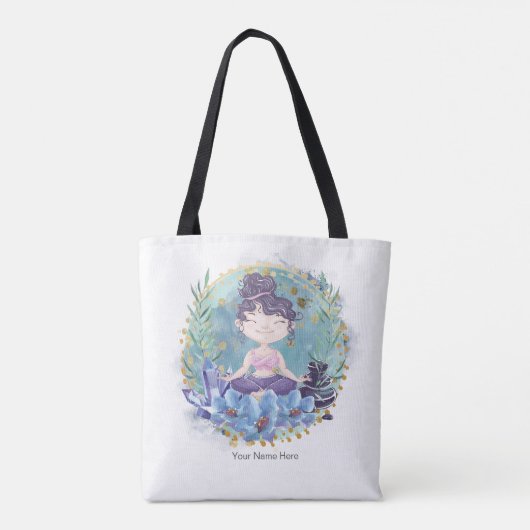 Zen Girl Yoga Spa Rocks Crystals Flowers Spirituee Tote Bag (Achterkant)