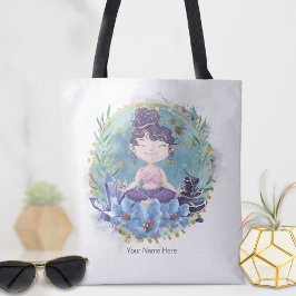 Zen Girl Yoga Spa Rocks Crystals Flowers Spirituee Tote Bag