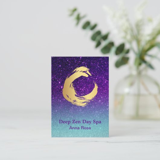 *~* Zen Glitter Gold Spiral Meditation Reiki Visitekaartje (Staand voorkant)
