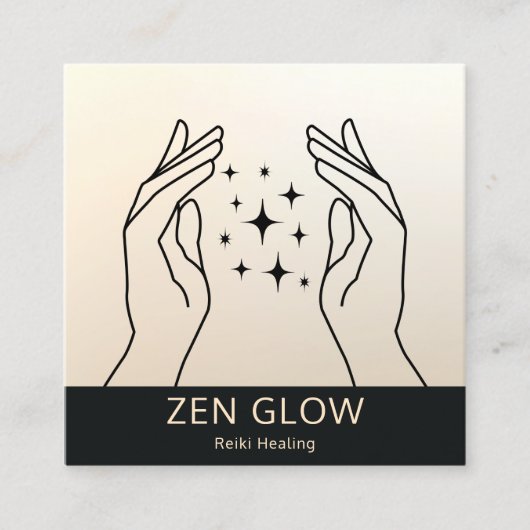 Zen Glow Energy Healer Reiki Practitioner Wellness Vierkante Visitekaartje (Voorkant)