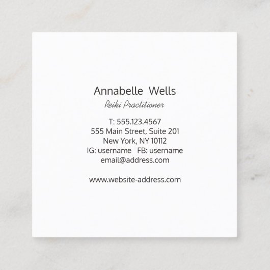 Zen Glow Energy Healer Reiki Practitioner Wellness Vierkante Visitekaartje (Achterkant)