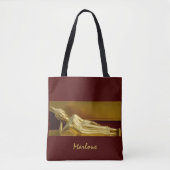 Zen Gold en Dark Red Reclining Buddha Tote Bag (Voorkant)
