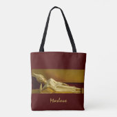 Zen Gold en Dark Red Reclining Buddha Tote Bag (Achterkant)