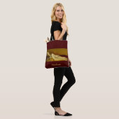 Zen Gold en Dark Red Reclining Buddha Tote Bag (Op model)