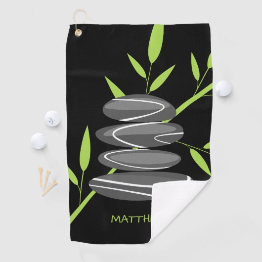Zen golfhanddoek met gestapeld kiezelsteendesign (Insitu)