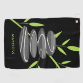Zen golfhanddoek met gestapeld kiezelsteendesign (Horizontaal)