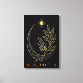 Zen Gouden Tak Spirit Zon en Halve Maan Canvas Afdruk