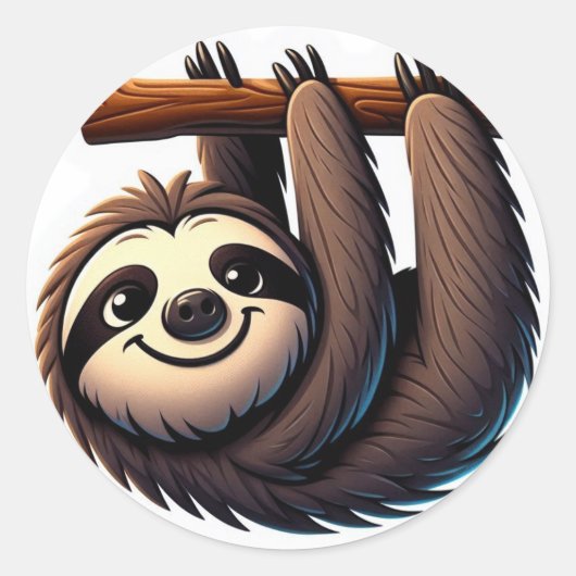 Zen Green Chill Sloth Ronde Sticker (Voorkant)