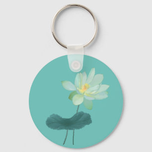 Zen Green Lotus Flower Asian Geïnspireerd Magnet Sleutelhanger