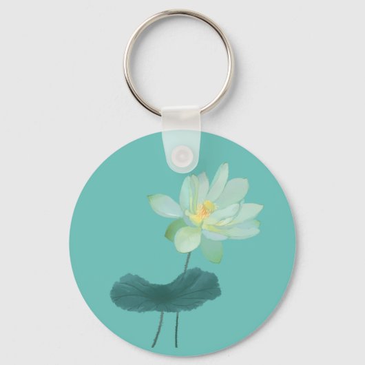 Zen Green Lotus Flower Asian Geïnspireerd Magnet Sleutelhanger (Voorkant)