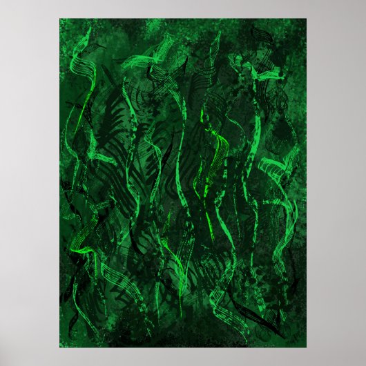 Zen Green Tunes Calming Abstract Wall Art Poster (Voorkant)