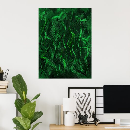 Zen Green Tunes Calming Abstract Wall Art Poster (Thuiskantoor)