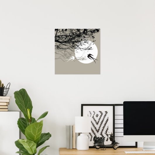 Zen Grijze Poster in Moonlight (Thuiskantoor)